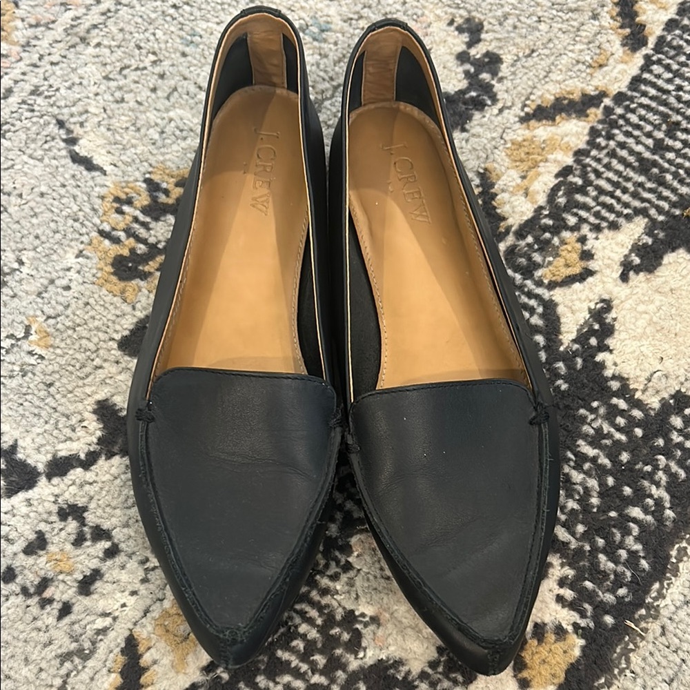VGUC J. crew Women’s Leather Loafers 6.5 Black